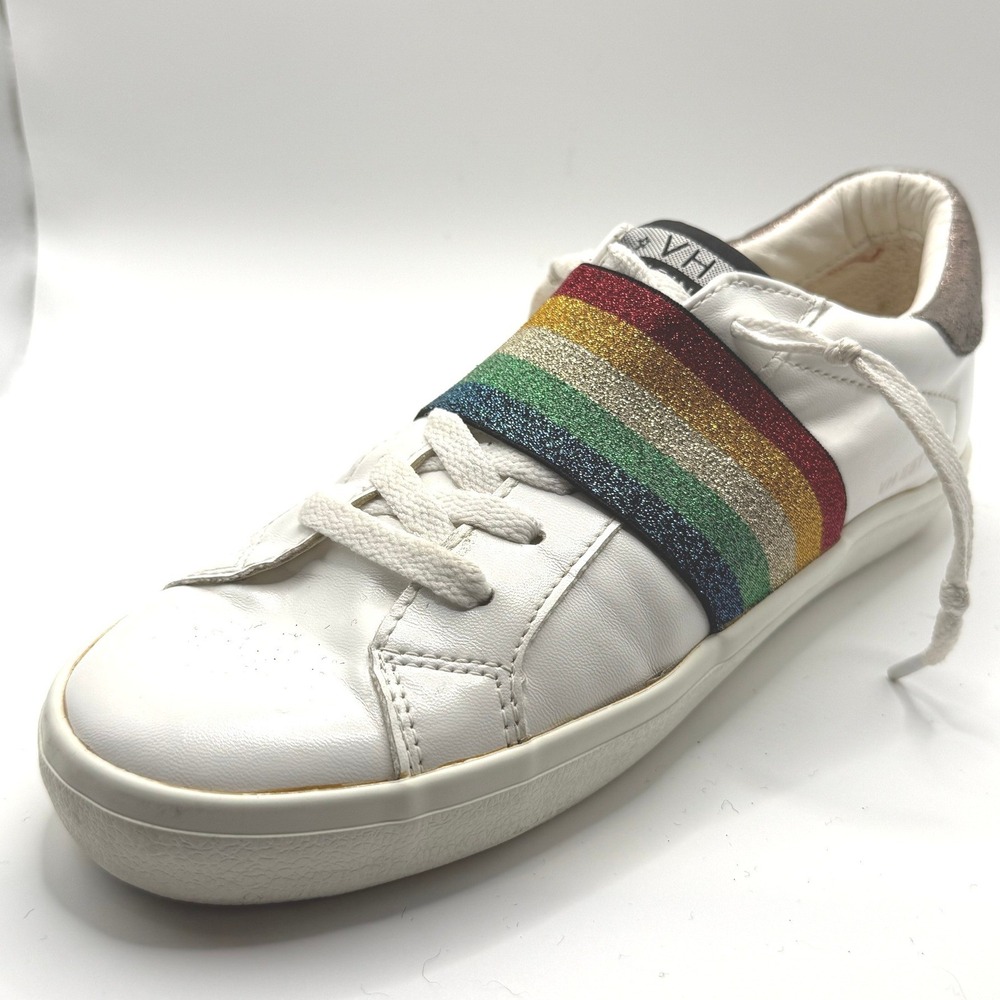 Vintage Havana Houston-7 White Rainbow Glitter Leather Sneakers Womens 7 Low Top